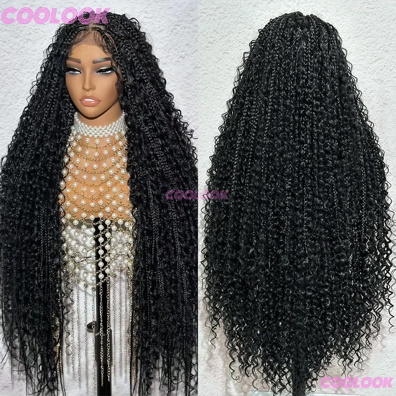 

36 "бохо косички парик синтетические полные кружевные плетеные парики для женщин без узлов косички парики с вьющимися волосами косички африканские парики