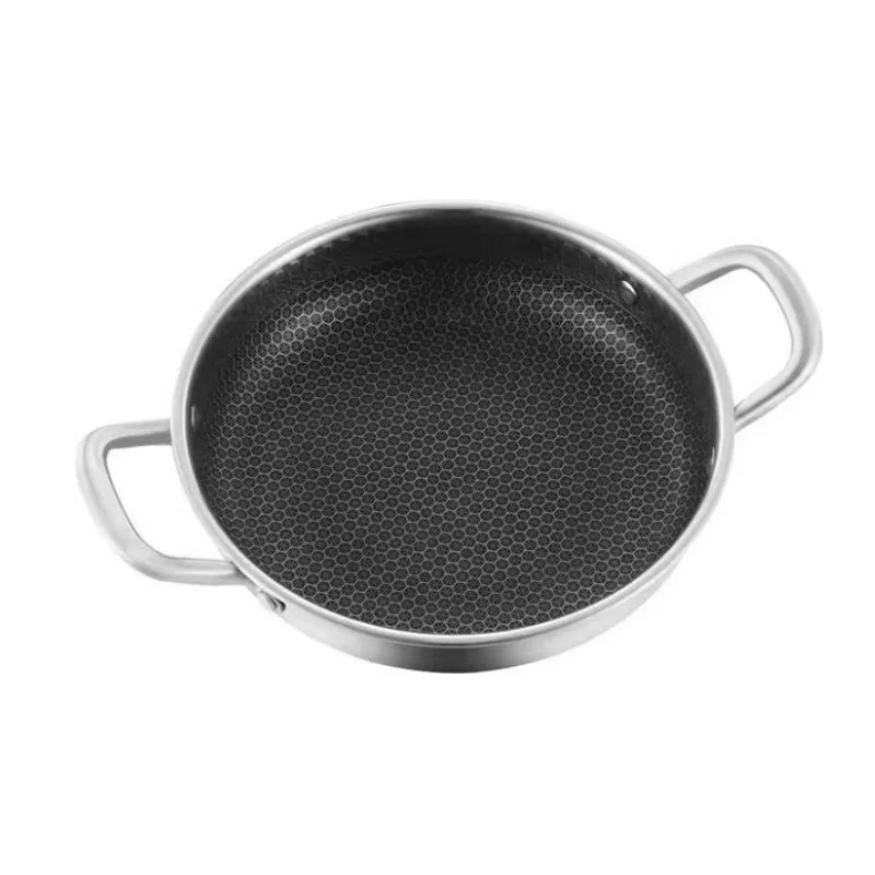 410 Stainless Steel Soup Pot Wok Honeycomb Non-Stick Pot Household Kitchen Cookware Hot Pot Induction Cooker Gas Stove Universal