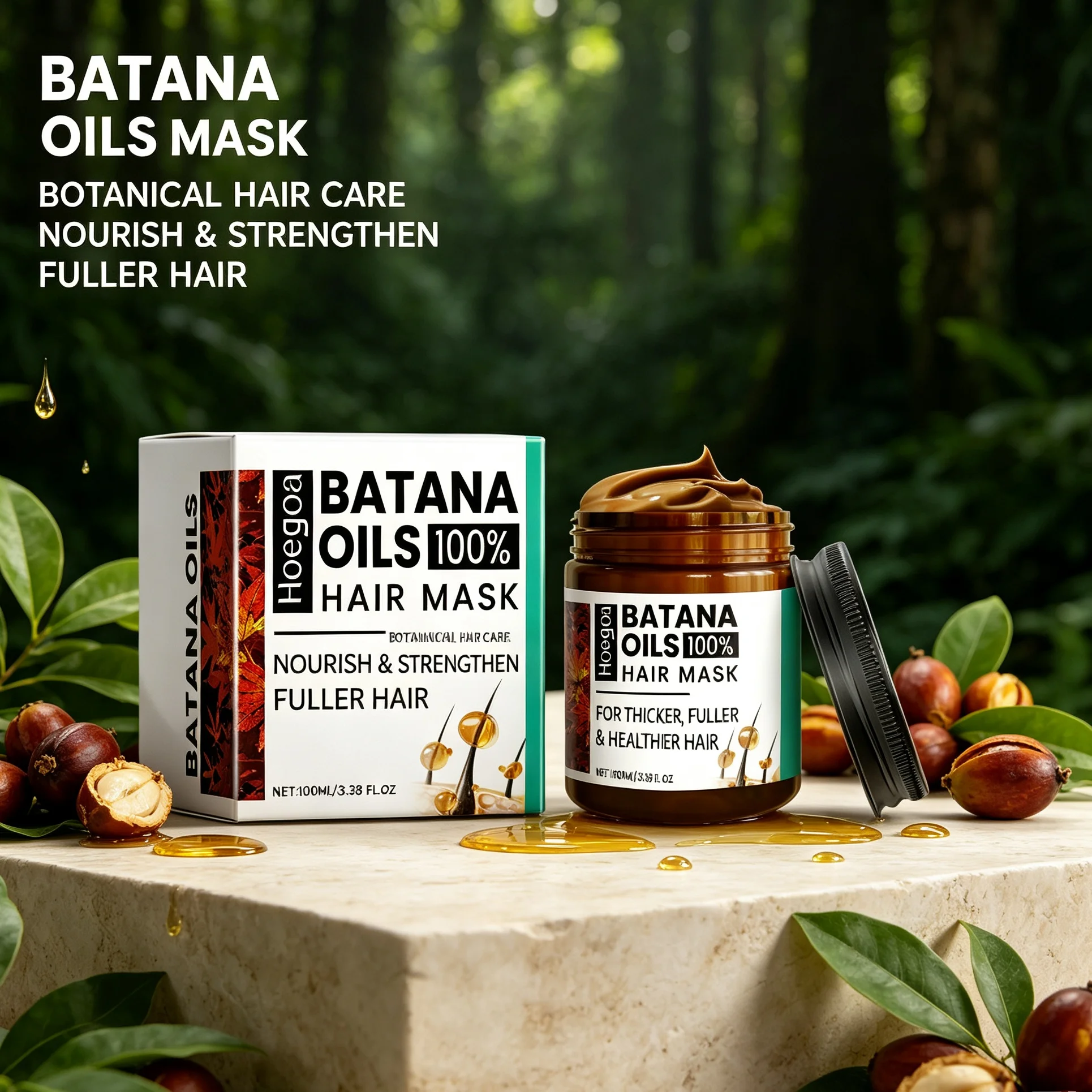 Hoegoa Batana Hair Nourishing Balm Improve Silky Thicker Curly Smoothing Frizz Repair Damaged Increase Growth Hair Conditioner
