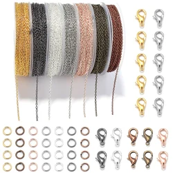 1Set catena di ferro 3x2mm catena a croce ovale con chiusure a moschettone e anello di salto per collana fai da te braccialetto accessori per la creazione di gioielli