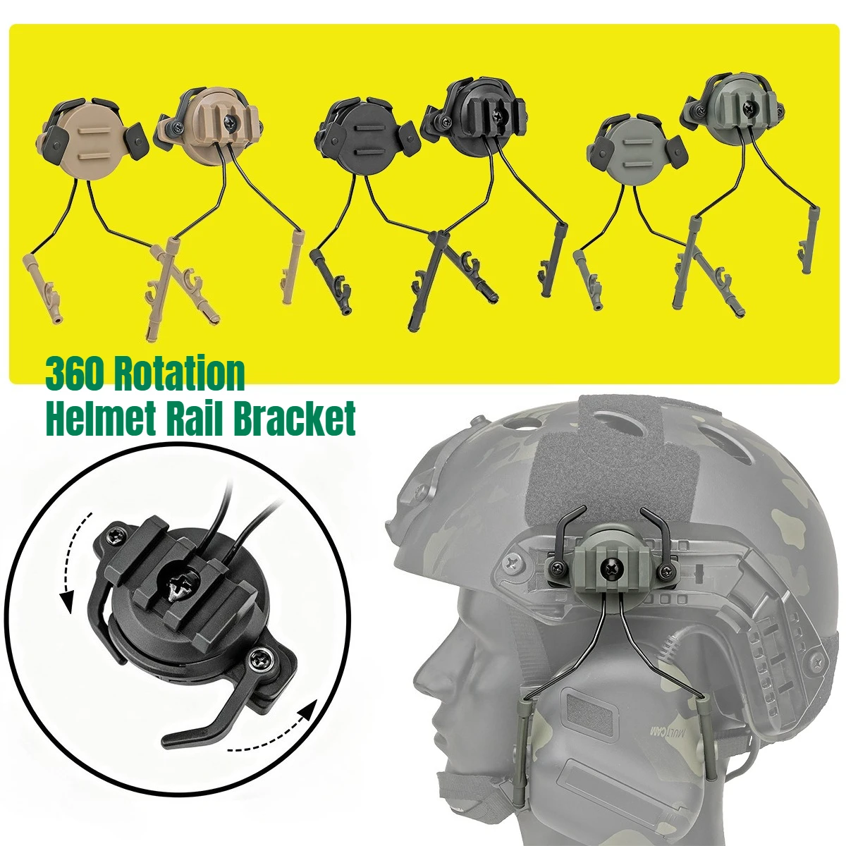 

Тактические адаптеры-кронштейны для гарнитуры на рельс ARC для шлема FAST, с поворотом на 360°, для страйкбольных шлемов FAST, держатель гарнитуры, адаптер для рельса