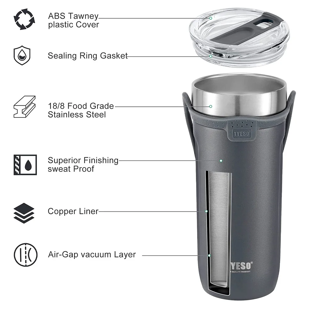 Double Wall Thermos with Lid 304 Stainless Steel Vacuum Insulated Beer Cold Hot Drinks Tumbler Thermal Cup Travel Coffee Mug