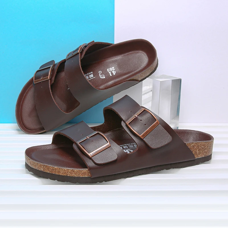 Summer men and women sandals Birken men sandals high quality men and women slippers outdoor beach cork slippers Large size 35-46