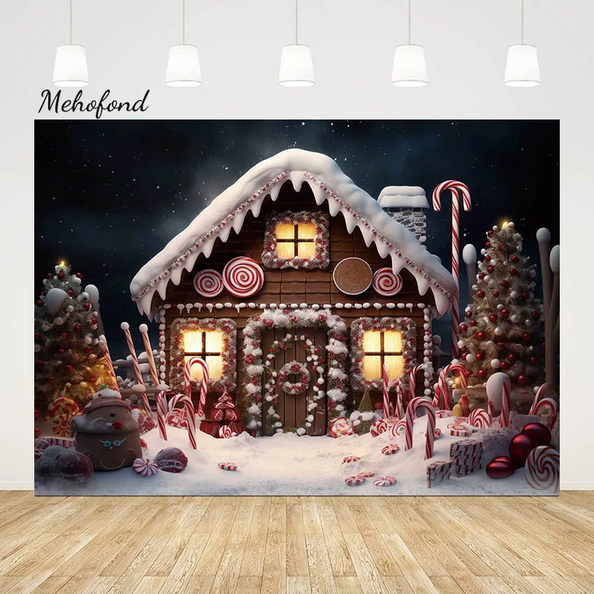 

Mehofond Winter Candy Bar Christmas Background Photography Newborn Birthday Party Snowland Xmas Tree Backdrop Photocall Studio