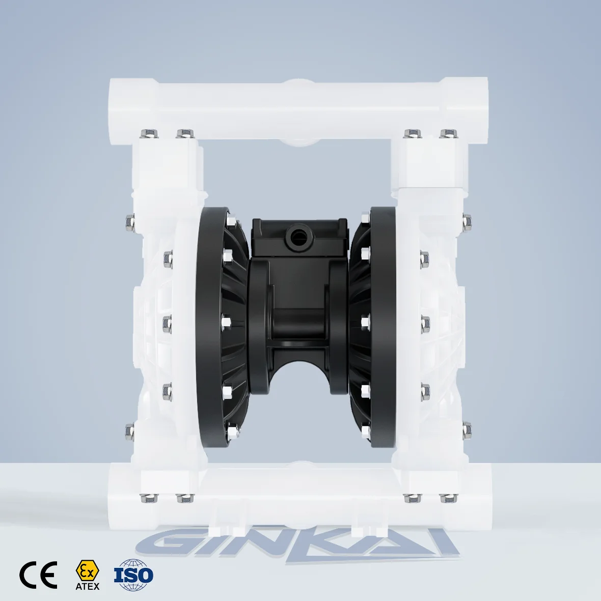 1.5 Inch Full Plastic Pneumatic Double Diaphragm Pump Solid Particle Chemical Mining Water Transfer Pump
