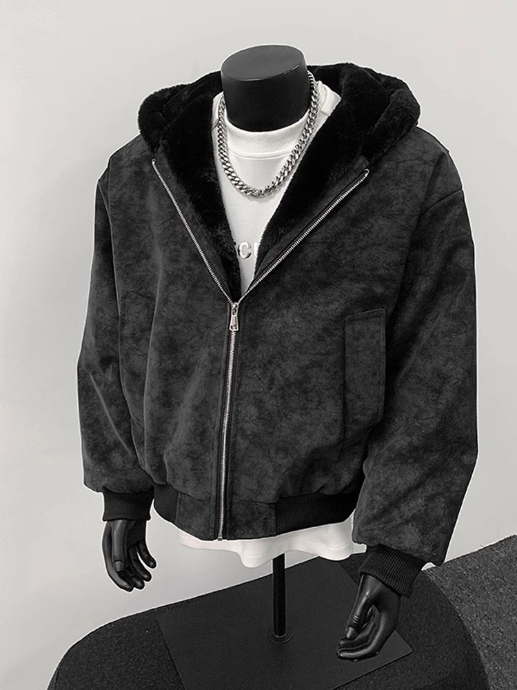 Thiened فرو الأرنب الصناعي مقنعين القطن Jaet المرأة شتاء دافئ مبطن سترة الوقوف تناسب طويلة Sve سستة إغلاق Bla...