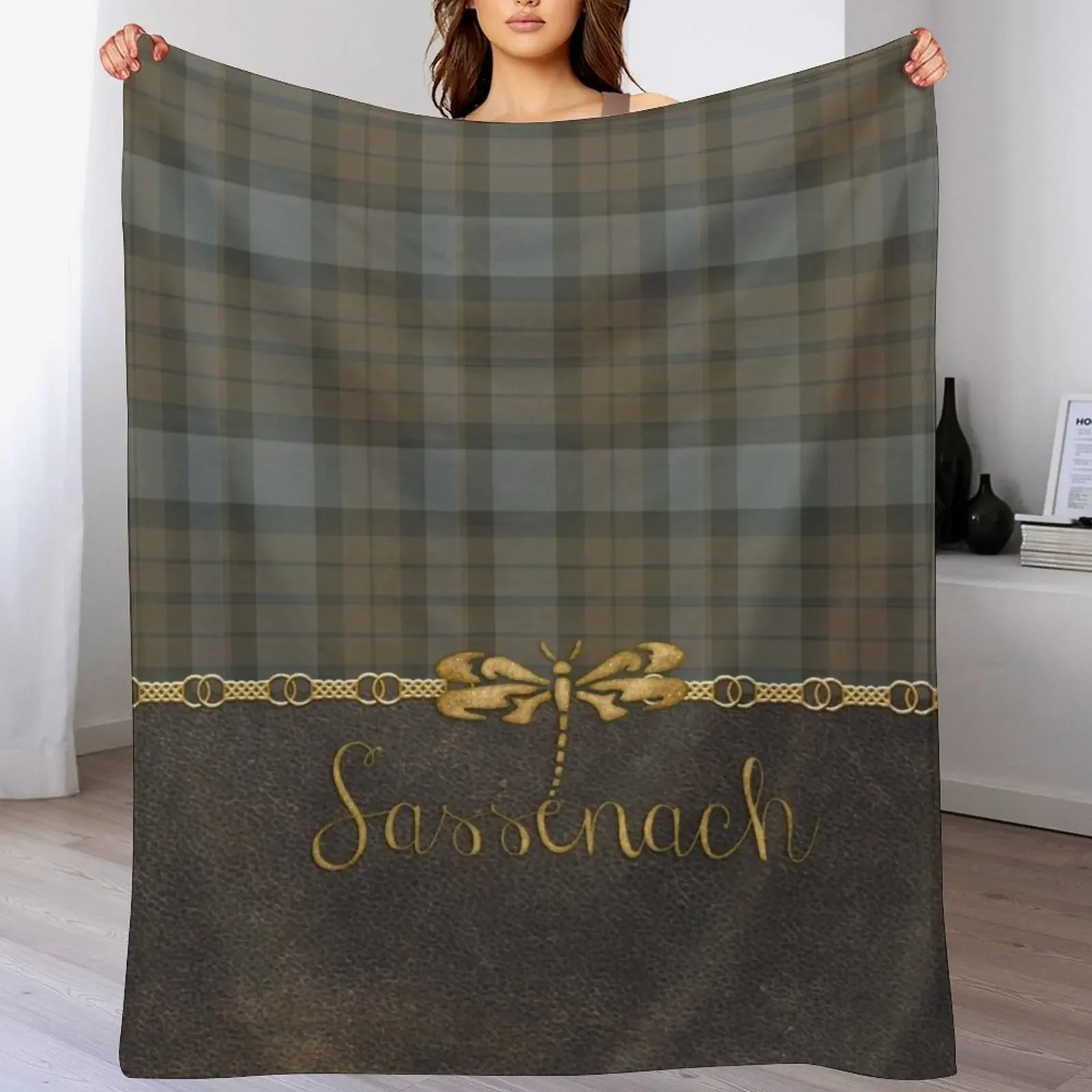 

Leather and tartan - Sassenach II Throw Blanket Soft Home Decor Blanket for Couch Bedroom