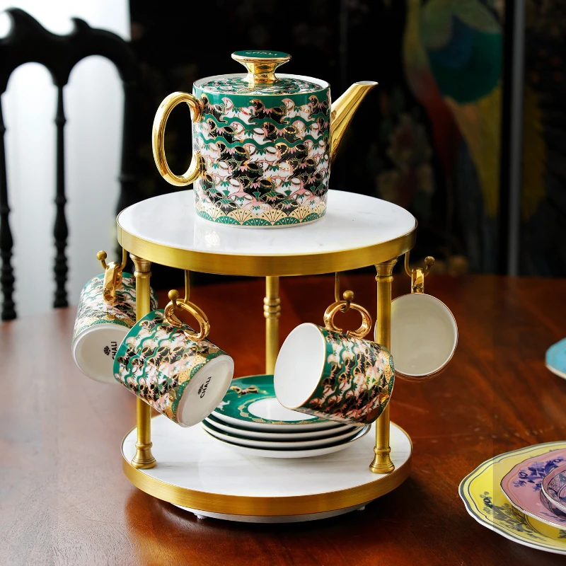 European Retro Brass Cup Rack, Tea Holder, Sideboard Organizer, Draining Shelf Stand for Kitchen Home Use Pro Kit Box Plus Set.