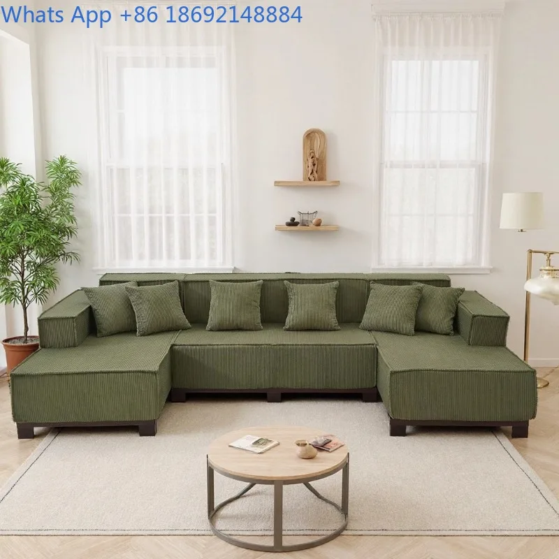 French Corduroy Fabric Sofa Module Italian Minimalist Compressed Corner Sofa