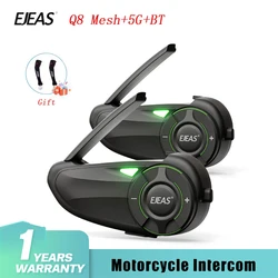 1/2Pcs EJEAS Q8 Motorcycle Mesh Group Intercom Helmet Bluetooth Headset For 6 Riders Talking Interphone Music Sharing FM IP67