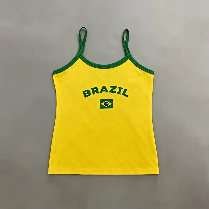 Y2K hot selling women's T-shirt Brazilian letter aesthetics 90s crop top summer short sleeved T-shirt Kpop street wear Harajuku