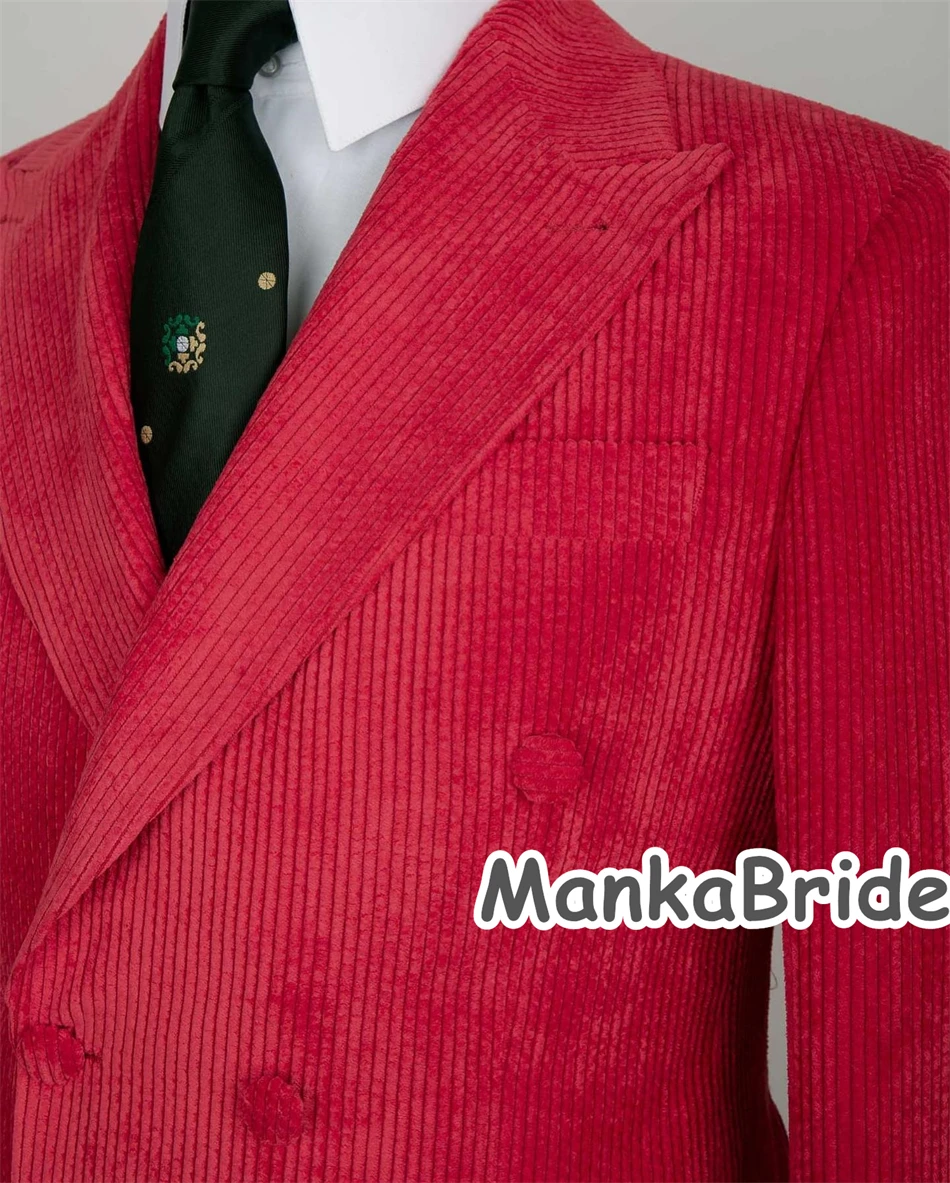 Costume de smoking à double boutonnage pour hommes, blazer masculin, rouge imbibé pour mariage, fête formelle, vêtements d'affaires, 2 fentes, hiver, automne