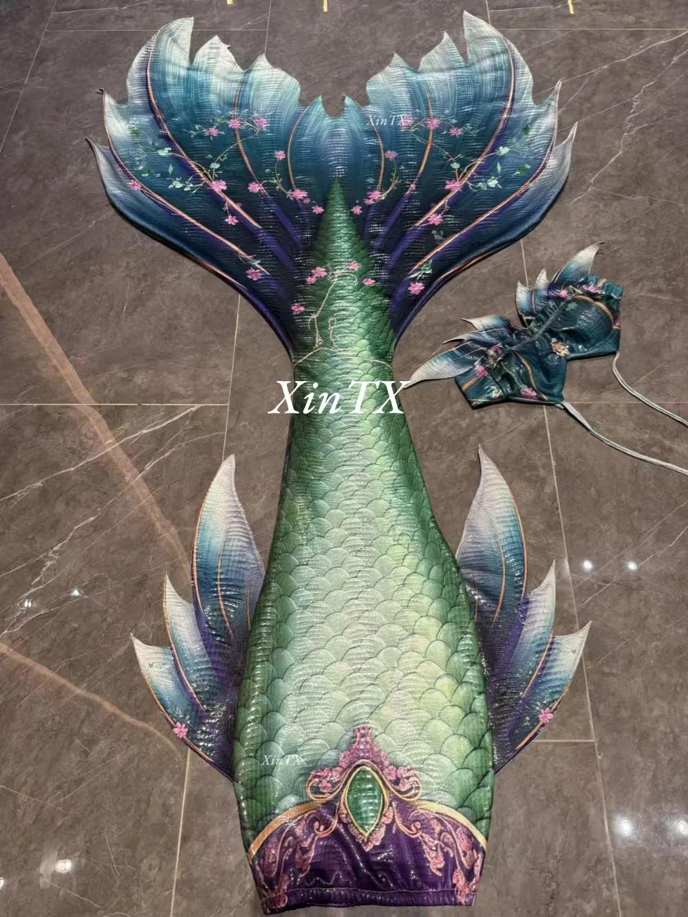 NEW!Professional Adult Mermaid Tail Flower Stamping Light Fabric High Elasticity Female Mermaid Swimsuit Photo Photo Cosplay view 3