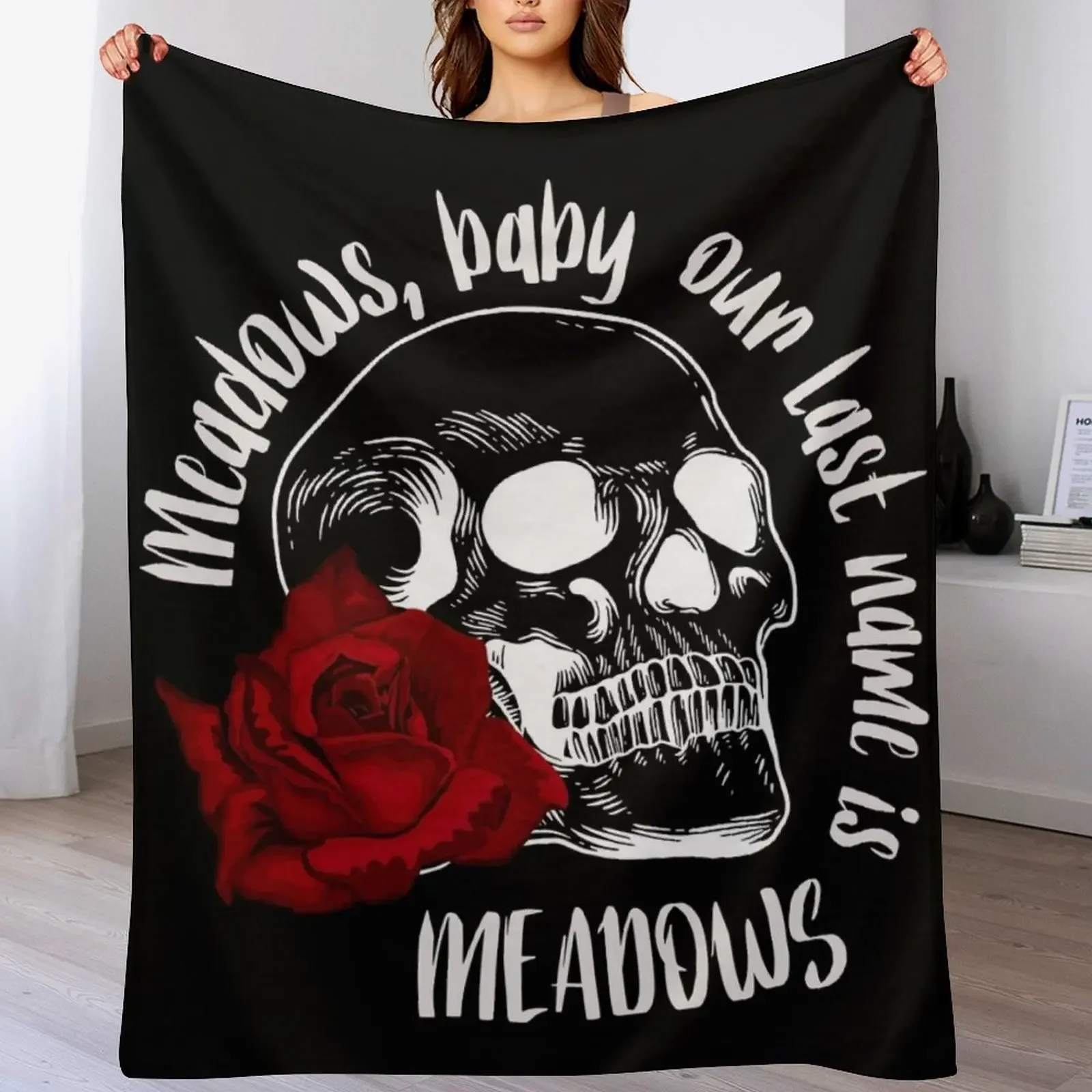 Haunting Adeline - Meadows, baby. Our last name is Meadows. Throw Blanket Cozy Napping Blanket Gift for Mom Dad