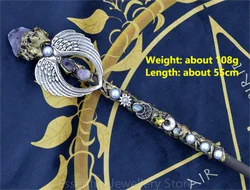 55-60cm Amethyst column scepter crystal magic wand fairy wand stick ceremony props witch wand angel wings accessories gift
