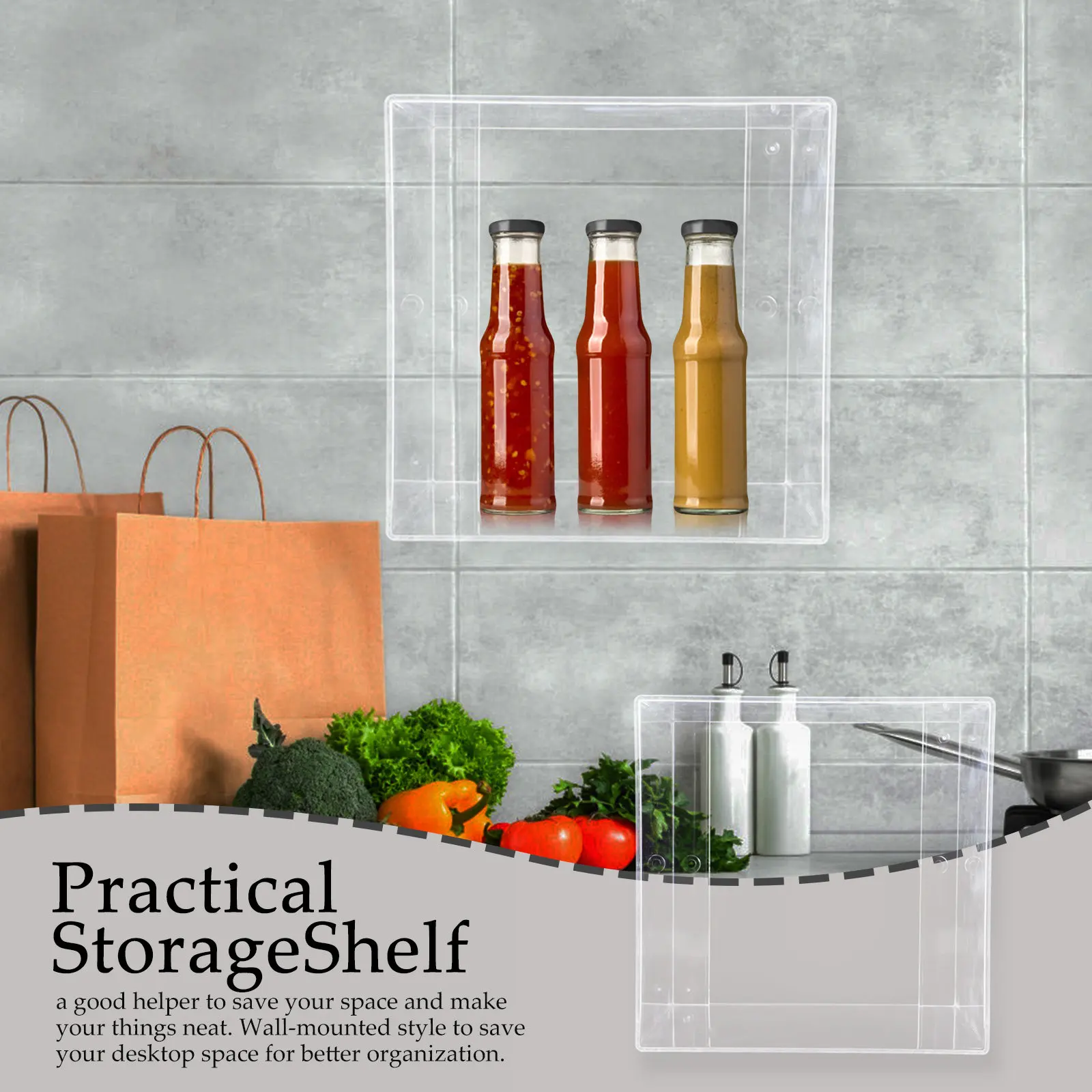 Acrylic Floating Wall Shelf Modern Minimalist Space Saving Multi-Function Display Storage Rack for Cosmetics Toiletries Smart