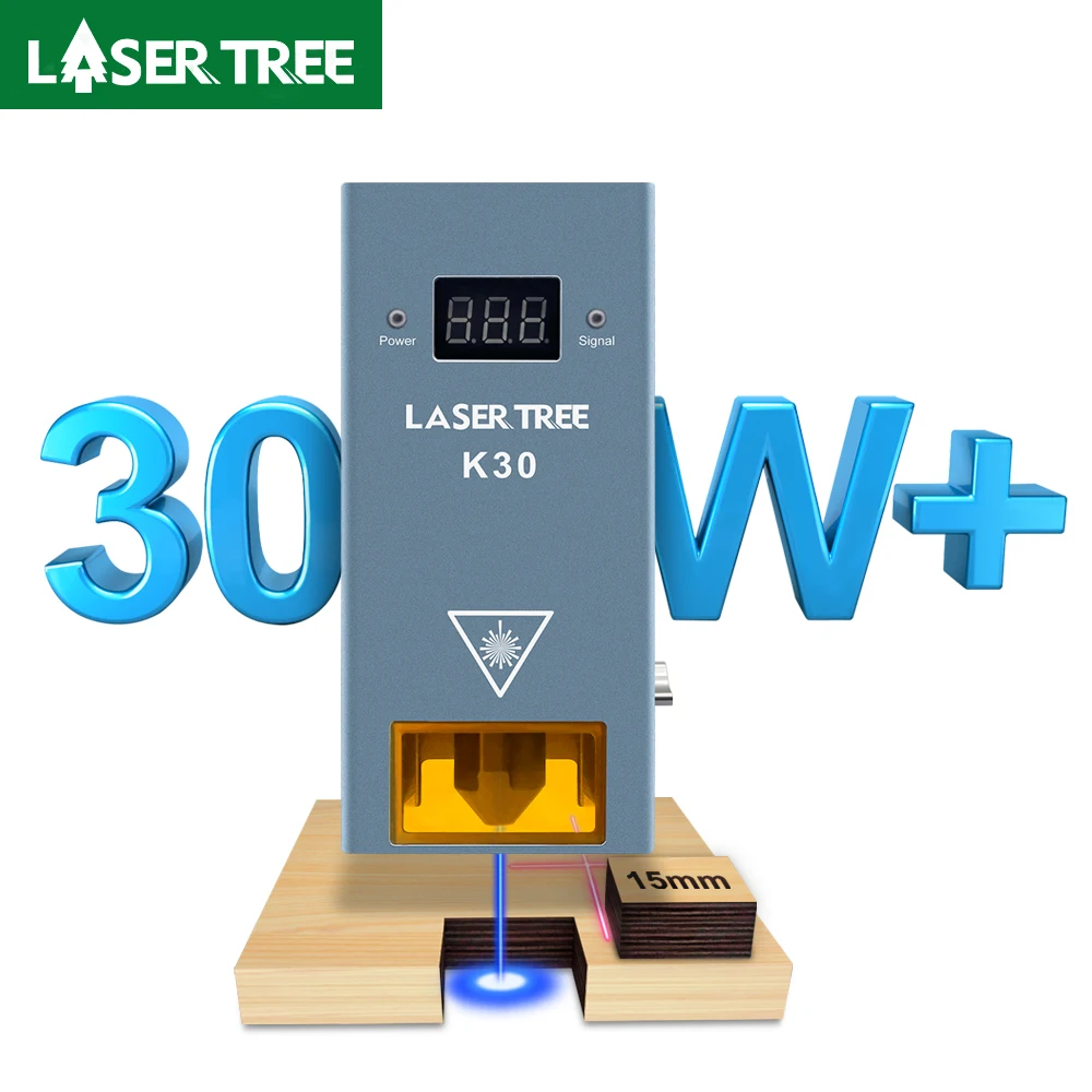 เลเซอร์ต้นไม้ K30 30W Optical Power โมดูลเลเซอร์ Air Assist 6 ไดโอด TTL เลเซอร์แสงสีฟ้าสําหรับ CNC แกะสลักตัดเครื่องมือ