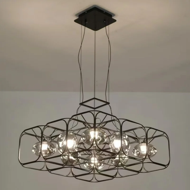 Nordic pós-moderno vidro criativo arte design sentido luz pingente quarto sala de jantar simples quadrado sala estar luz pingente