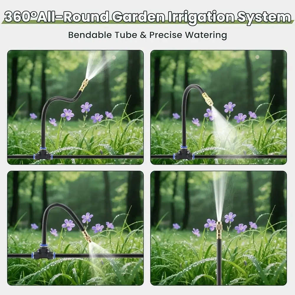 360° Adjustable Drip Irrigation System Automatic Watering Universal Garden Watering Kit 15 Quick Plug Nozzle Push Fit Fittings