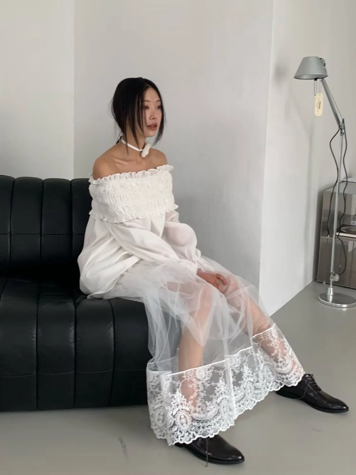 3colors 2025 Summer Female long Skirts Women High Waist Mesh Lace long Skirts White Fairy a line skirt womens (JJ9835)