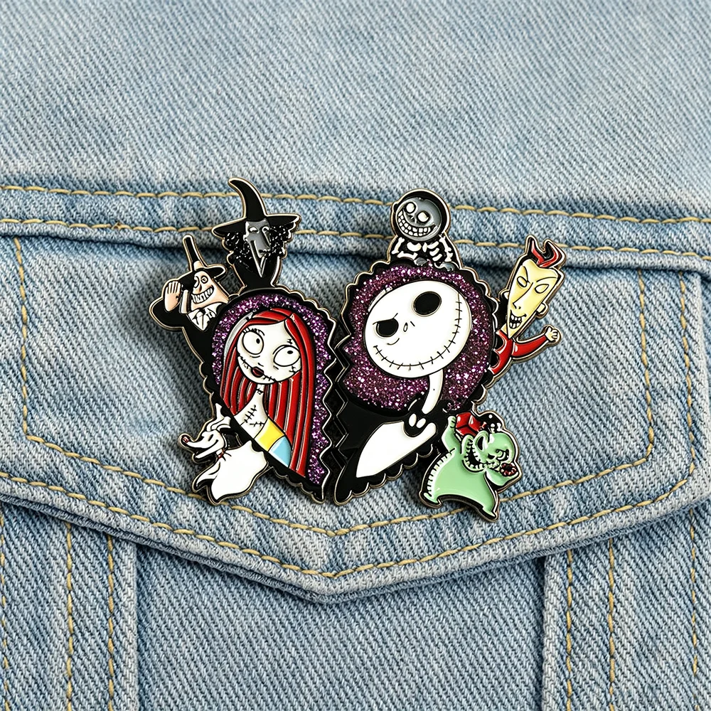 Movie Skeleton Halloween Enamel Brooch Horror Pins Clothes Backpacks Lapel Badges Fashion Accessories Gifts