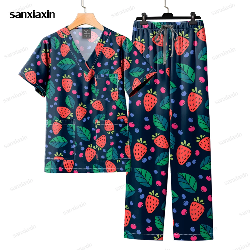 

Unisex Printed Medical Uniforms Men Women Nursing Clothes Beauty Costume Nurse Scrubs Sets Doctor Dentist Clinical Workwear New