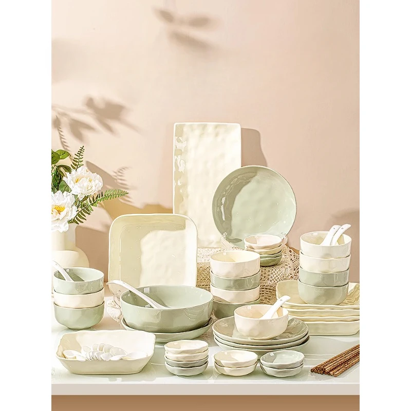 

Cream wind dishes set home 2023 new tableware combination advanced sense dishes set gift box.