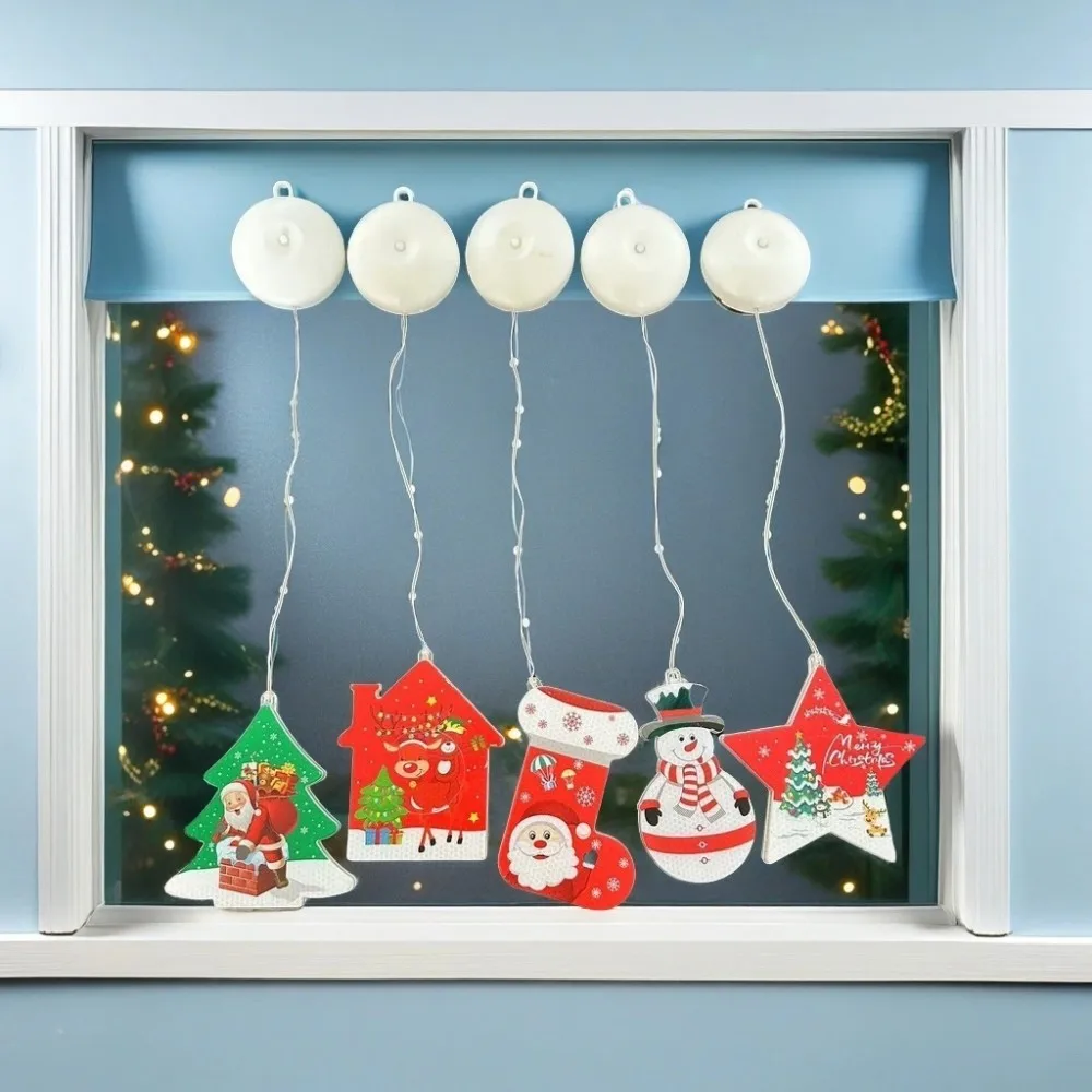 

1 шт., рождественская лампа на присоске из кожаной проволоки, питание от батареек 3AAA, без батареи, используется для праздника и украшения комнаты