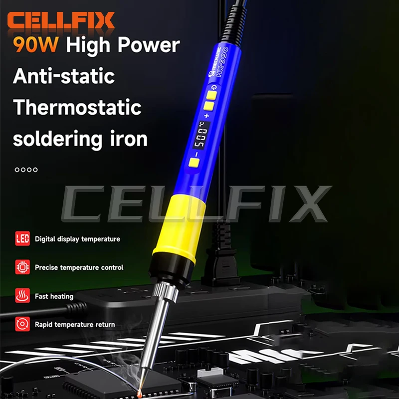 

MECHANIC HK-990 90W Anti-static Digital Soldering Iron, 180-500°C Adjustable Temperature, Fast Heating, Precision Control