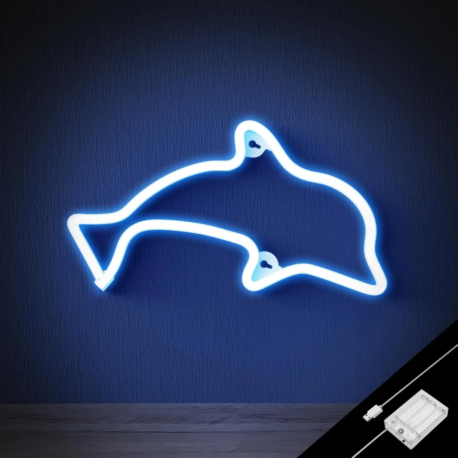 Dolphin Neon Sign USB Powered Neon Lights Signs Dolphin Night Light Nautical Decor Ocean Decor Under The Sea Party Decorations
