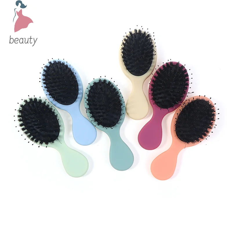 1PC Oval Boar Bristle & Nylon Hair Comb Mini Anti-static Hair Scalp Massage Comb Hairbrush Salon Hair Care Brush Styling Tool