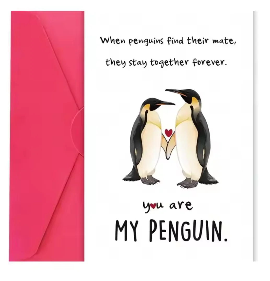 Romantische Pinguin-Liebesgrußkarte – Du bist mein Pinguin. Wenn Pinguine ihre Partner finden, bleiben sie für immer zusammen.