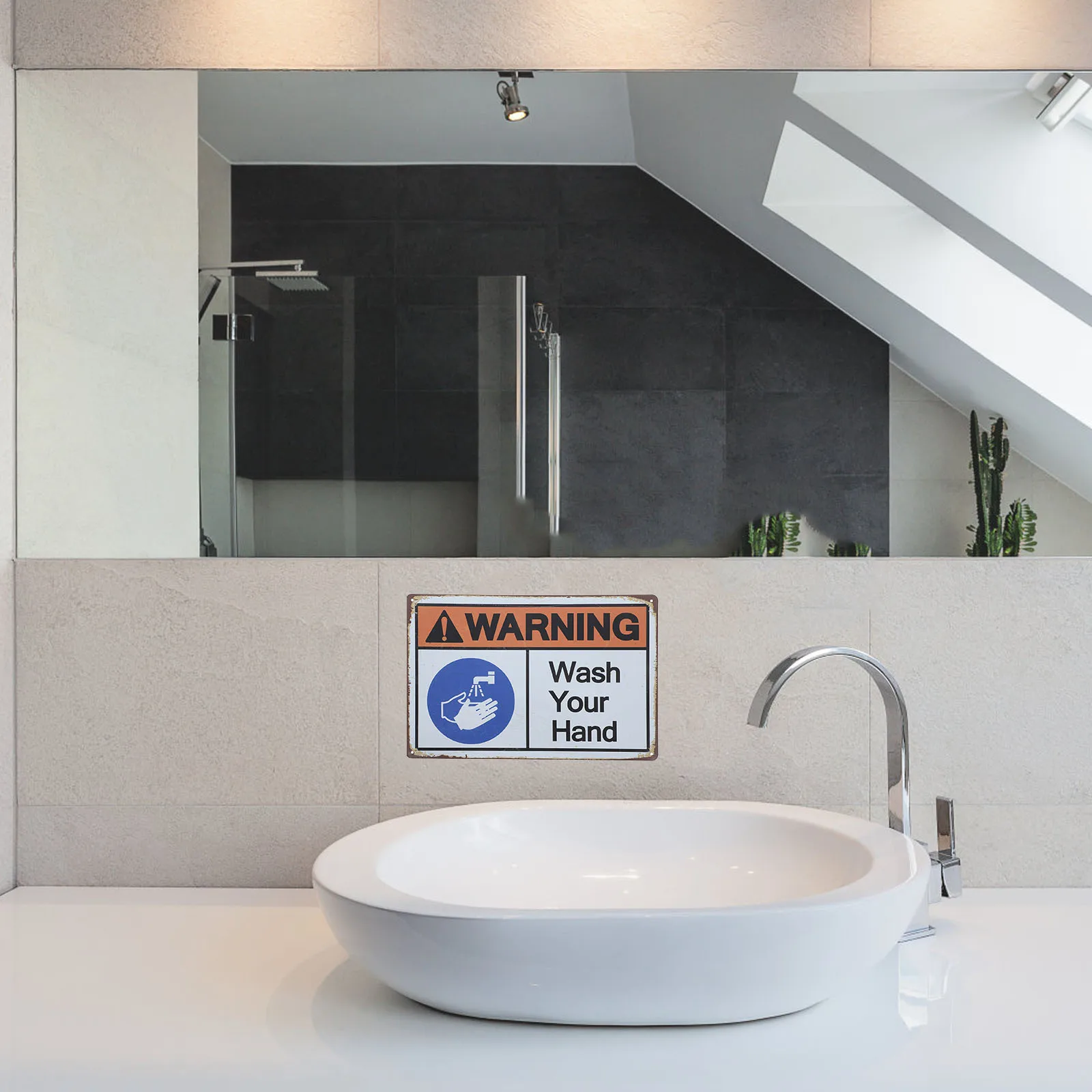 Wash Hands Sign Iron Warning Sign For Public Restroom Handwashing Reminder Sticker Durable Wash Hands Signs For Business Safety