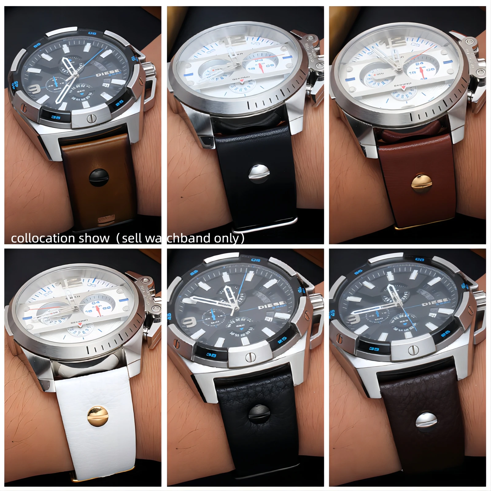 สายนาฬิกาหนังแท้สำหรับดีเซลหมุด Dz4323 1657 4318 DZ7312 DZ7257ผู้ชายสีขาวสีน้ำตาลสีดำสร้อยข้อมือ24 26 28 30