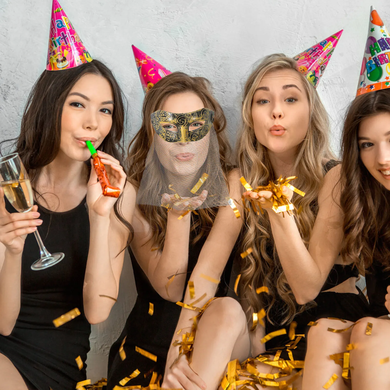 

Masquerade Mask PVC Cloth Gauze Stylish Party Mask Women Masquerade Ball Halloween Costume Accessory Costume Party Prop