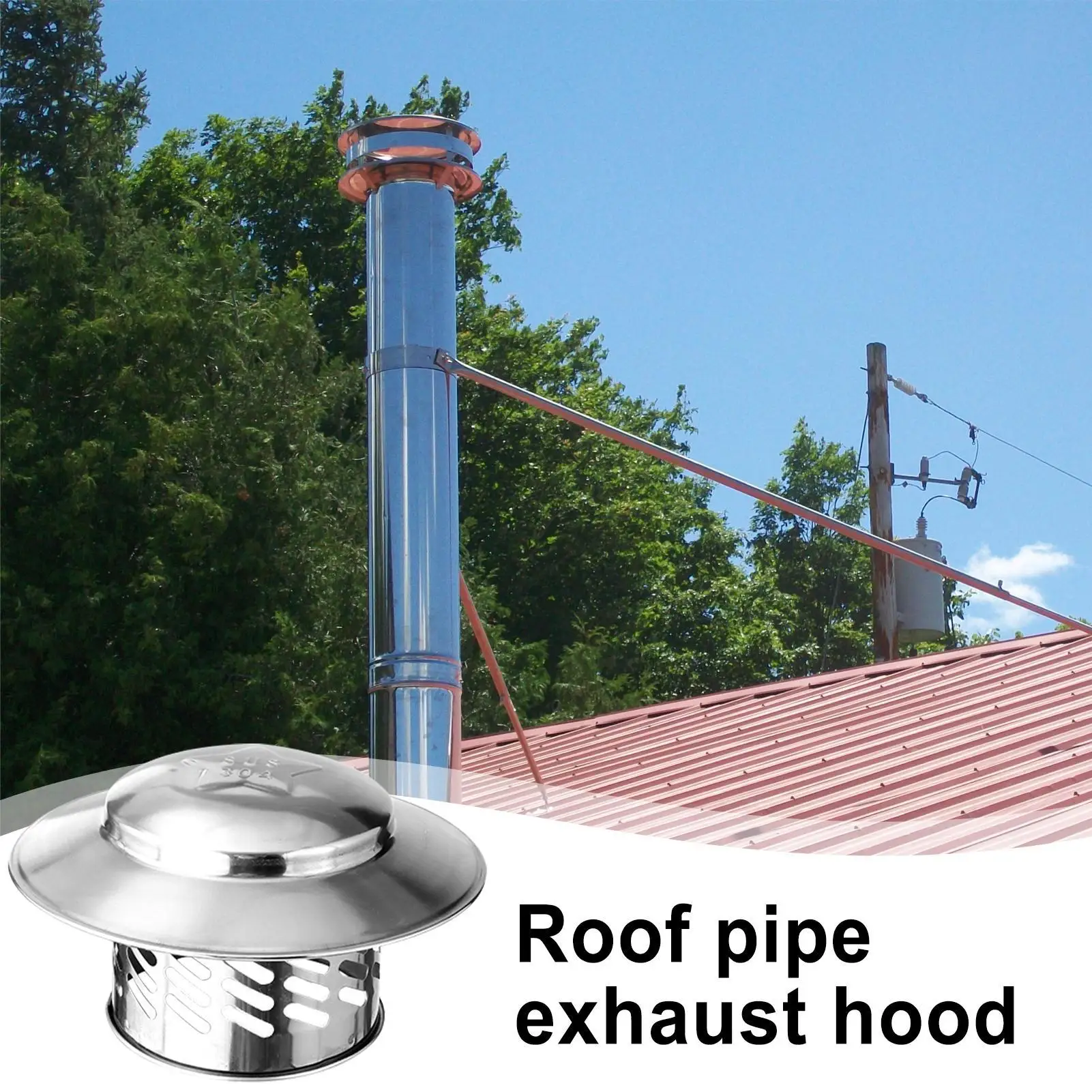 80/100/160/200mm 304 Stainless Steel Rainproof Cap Chimney Windproof Rainproof Cover Fine Grid Structure Protection Tool