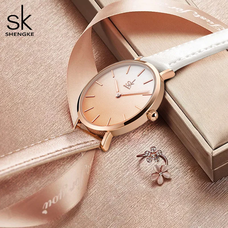 New Women'S Watch, Stylish And Minimalist DesignGradient Color Quartz Movement, High-Quality Leather Strap Wristwatch For Women.