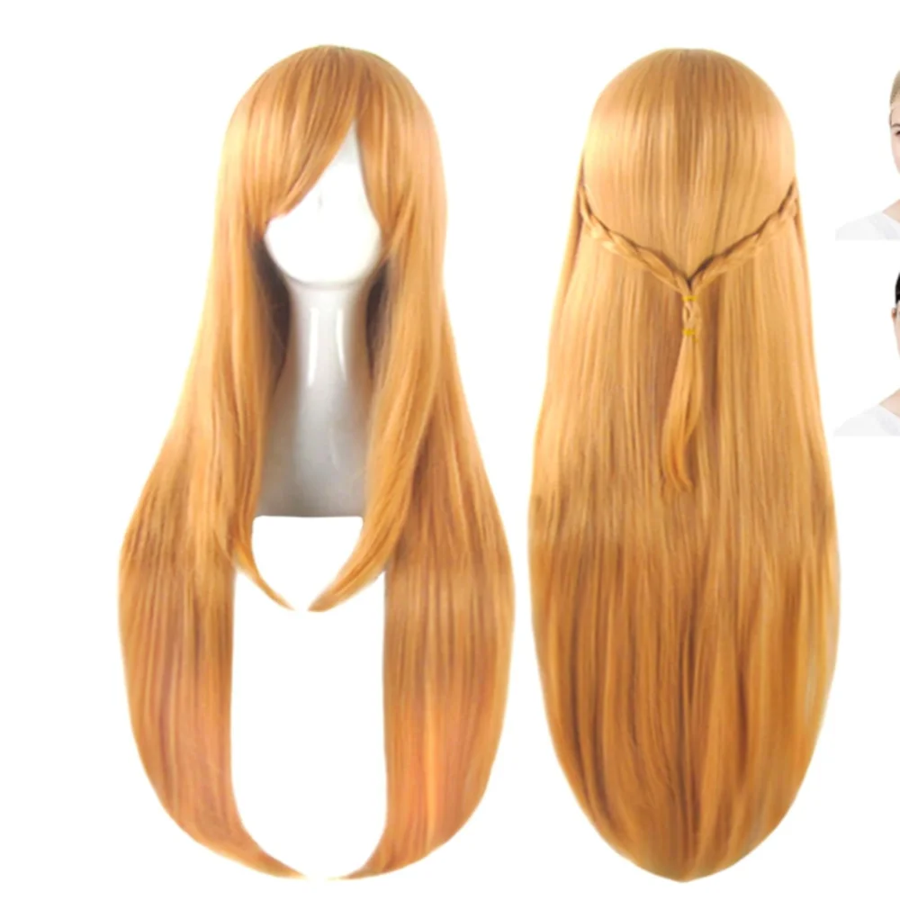 

Sword Art Online SAO Asuna Yuki Asuna Cosplay Costume Wig Halloween Synthetic Long Straight Wigs Hair Anime Party Wigs