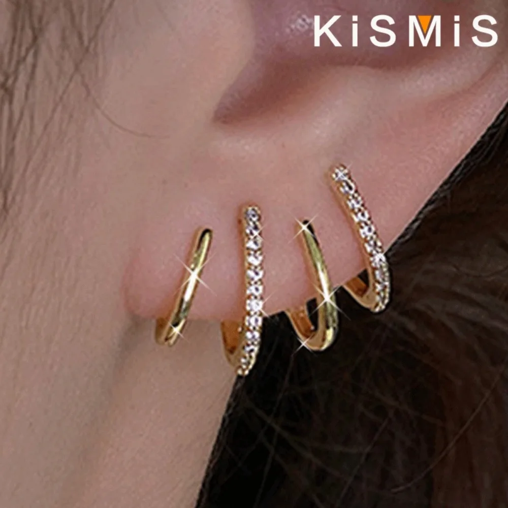 KISMIS 1 Pair Four-claw Earrings Niche Design Micro-set Earrings Women's Fashion Stud Earrings