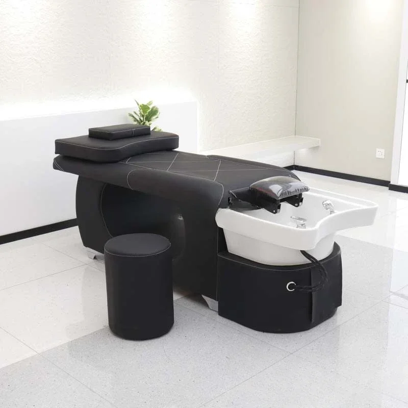 

New High-End Barber Shop Shampoo Chair Lying Completely Ceramic Basin Head Treatment Fumigation Thai Shampoo Chair