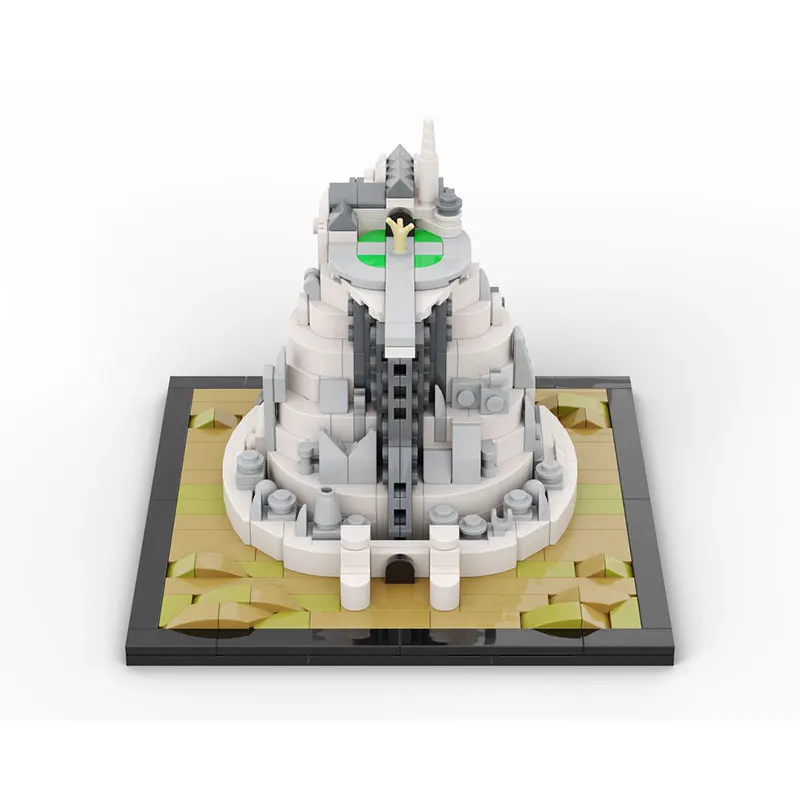 MOC Building Blocks White Tiered Cliff Citadel Multi Layer White Mountain Fortress Model DIY Assembly Bricks Display Toy 476PCS