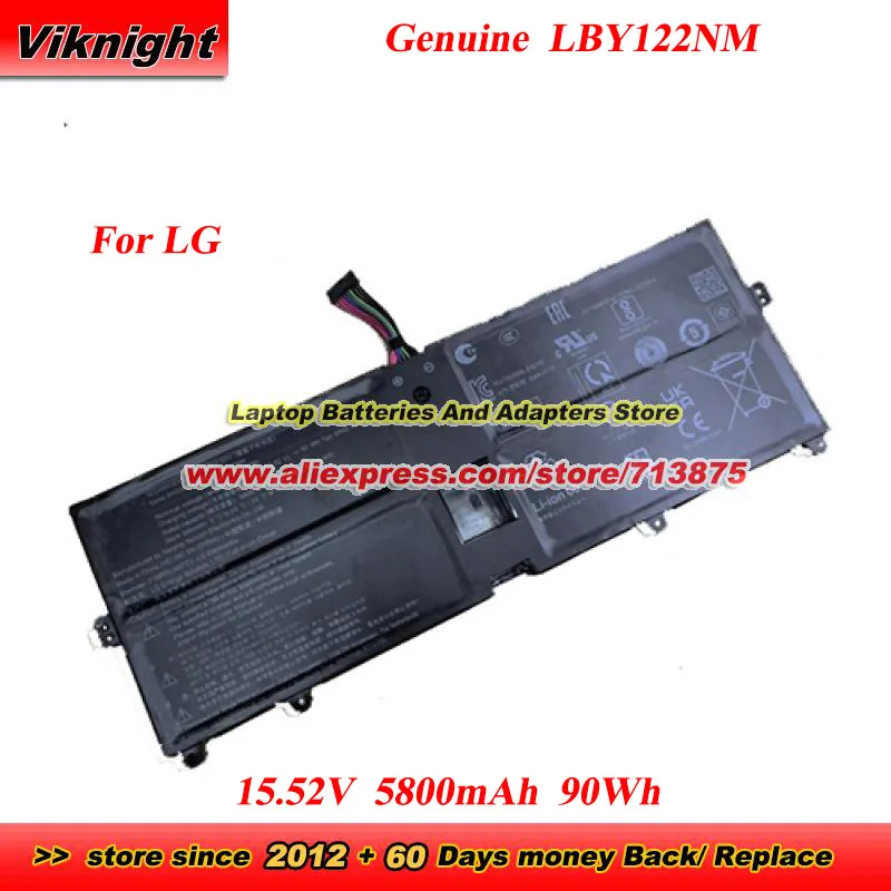 

Оригинальный аккумулятор LBY122NM для LG Gram 16Z90R 17Z90Q, аккумулятор для ноутбука 15,52 В, 5800 мАч, 90 Втч