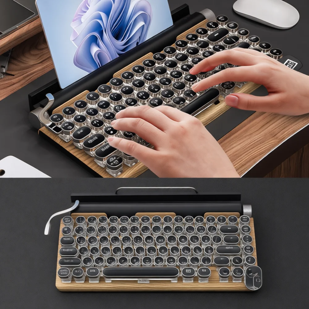 Retro Mechanical Keyboard Punk - Keyboard Gaming Blue Switch ulasan dan harga