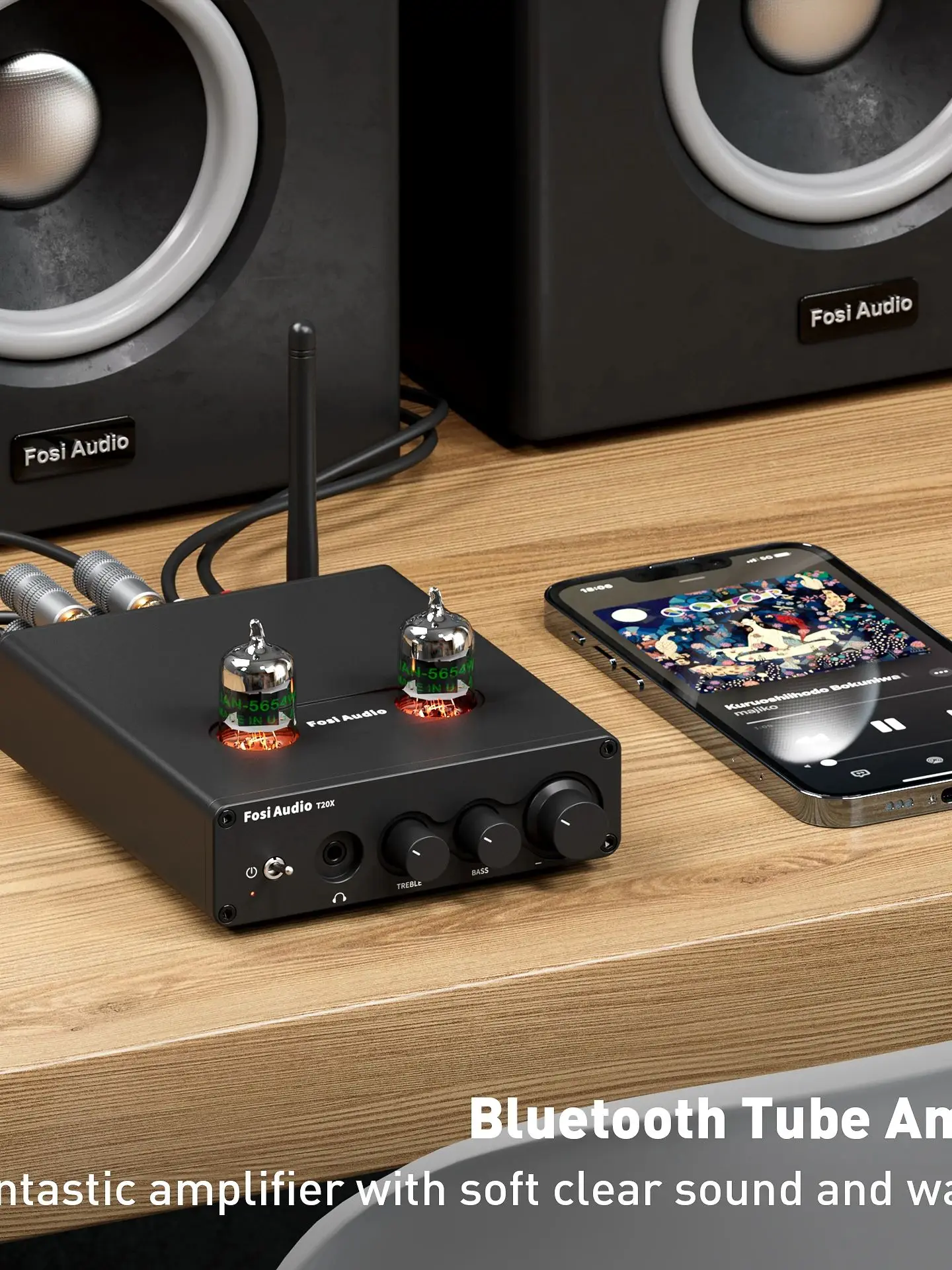 Fosi Audio T20X 100W Bluetooth-Röhrenverstärker Stereo-Leistungsverstärker TPA3221 Kopfhörerverstärker für Heimkino-Lautsprecher