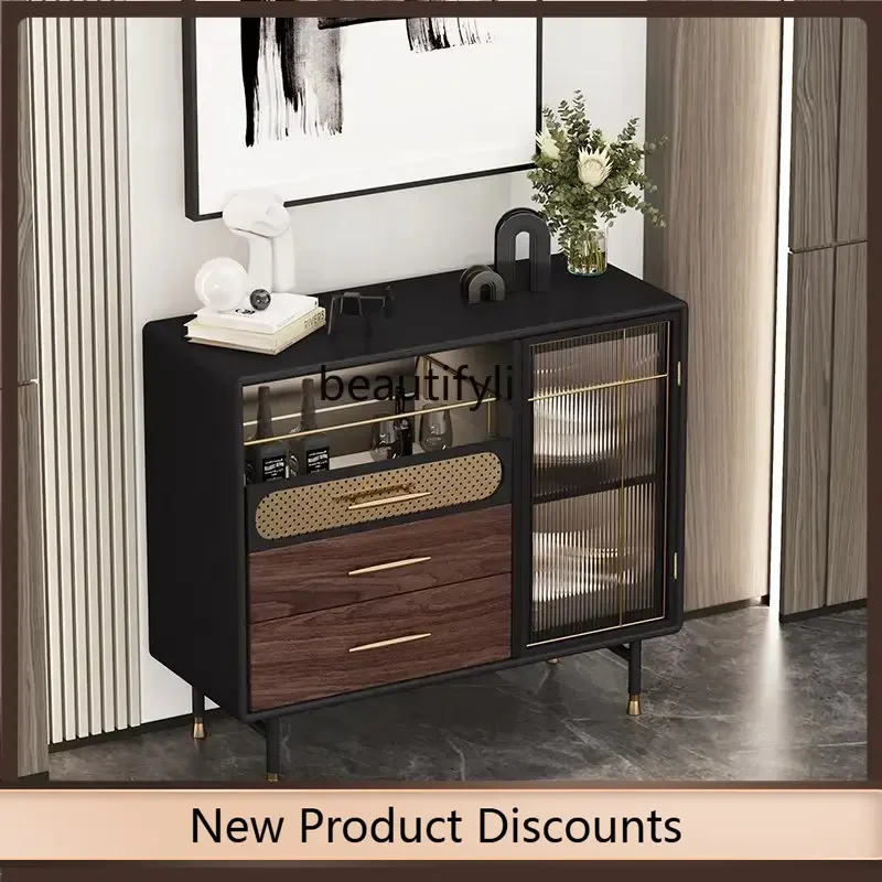 

Asmt56Italian light luxury dining side cabinet modern restaurant sensor light glass meal preparation wine cabinet storage cabine