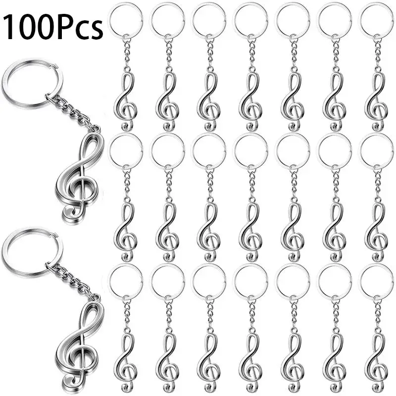 

100Pcs Musical Note Keychain Treble Clef Musician Car Key Chain for Women Men Keyring Music Lover Accessories Gift