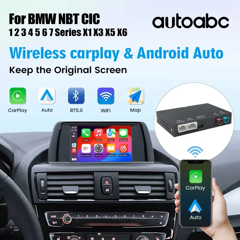 AUTOABC اللاسلكية CarPlay أندرويد لسيارات BMW NBT CIC نظام 1 2 3 4 5 سلسلة X1 X3 X4 X5 F20 F21 F30 F31 F34 F10 F48 F25 F26 F10 E84
