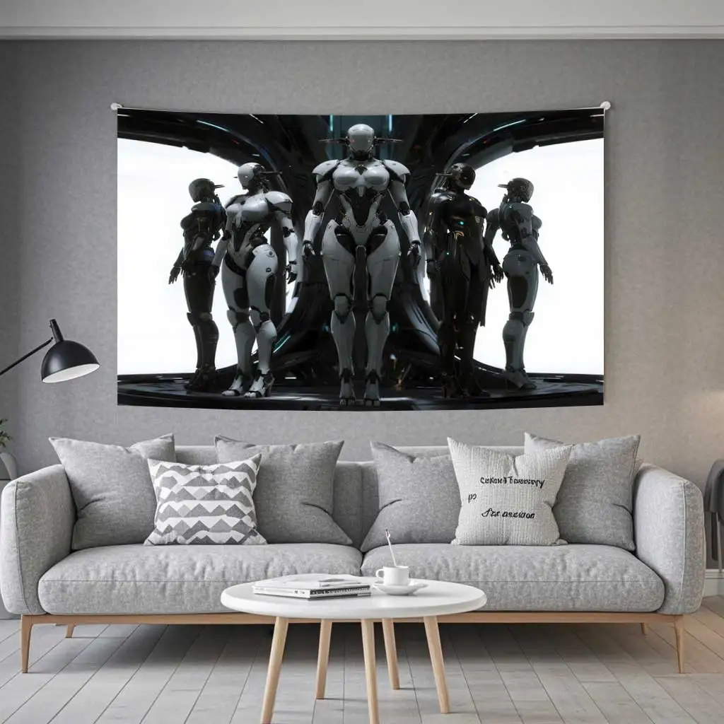 

Custom Anime Mech Tapestry Cyberpunk Flight Robot HD Art Print Personalized Wall Hanging for Gaming Room Decor