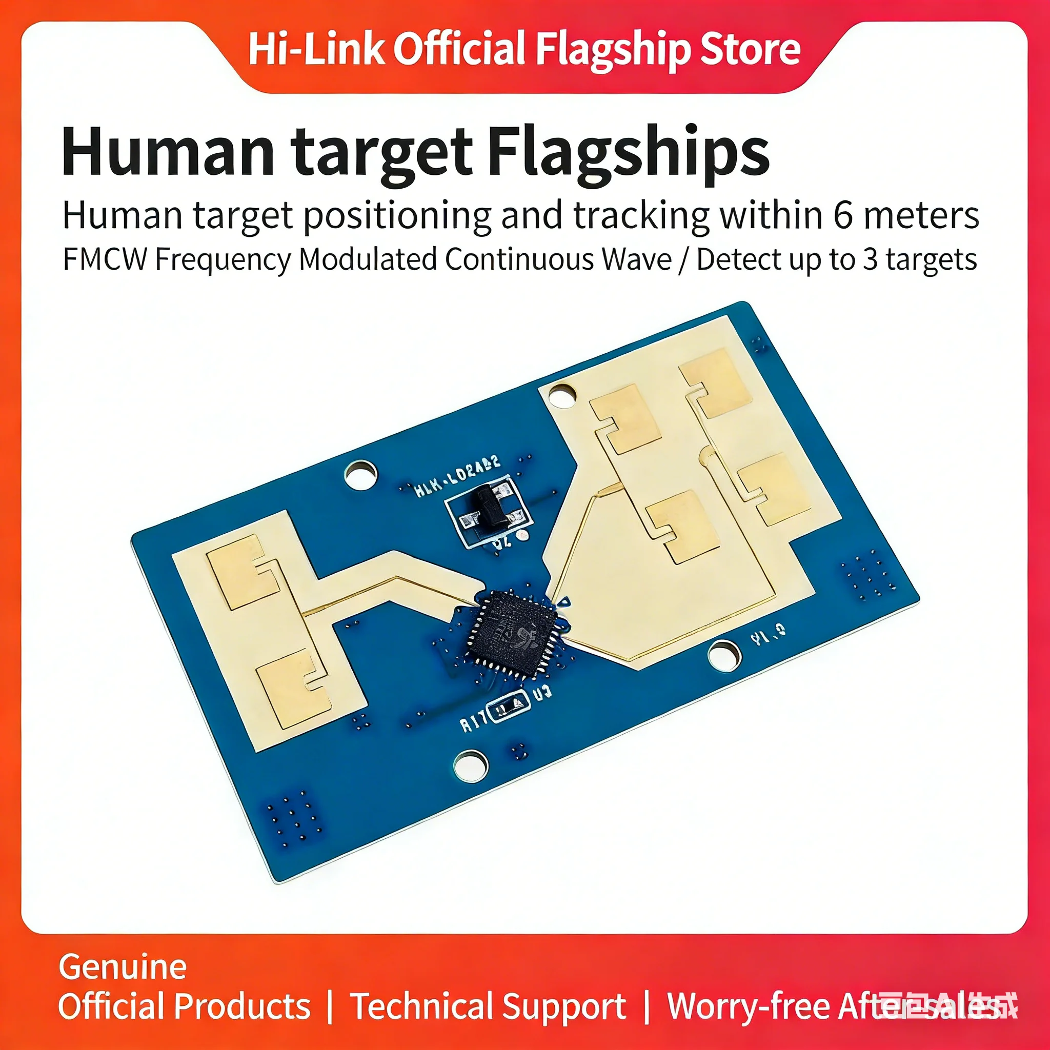 Hi-Link HLK-LD2452 24GHz FMCW MMWave Radar Module 6m Human Tracking Positioning 3 Target Detection UART for Smart Home Security
