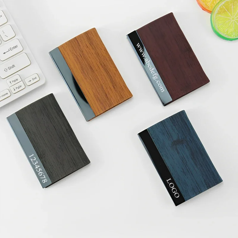 

Custom Logo PU Stainless Steel Business Card Case Box Holder Laser Engraving Clip Personalized Cardcase Activities Gifts